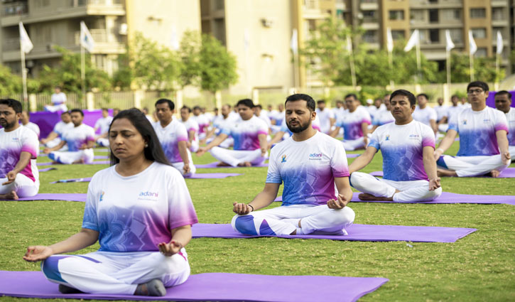 Gautam Adani and Dr. Preeti Adani inspire thousands of people to practice yoga