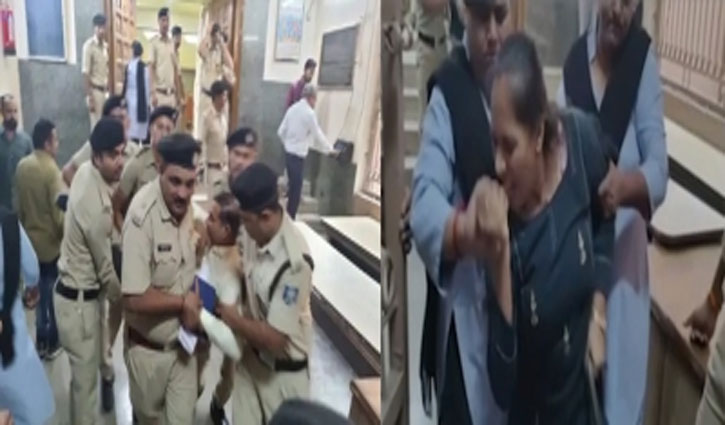 Surat: Aam Aadmi Party's female councilor bites the security guard with teeth