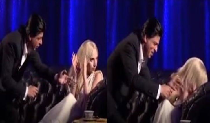 Shah Rukh being criticized on the internet for forcing Lady Gaga to take his 'watch'