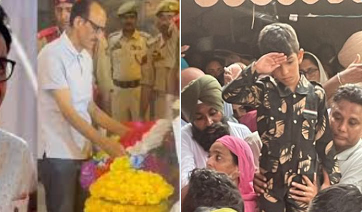 Six year old son gives emotional farewell to Colonel Manpreet Singh martyred in Anantnag encounter