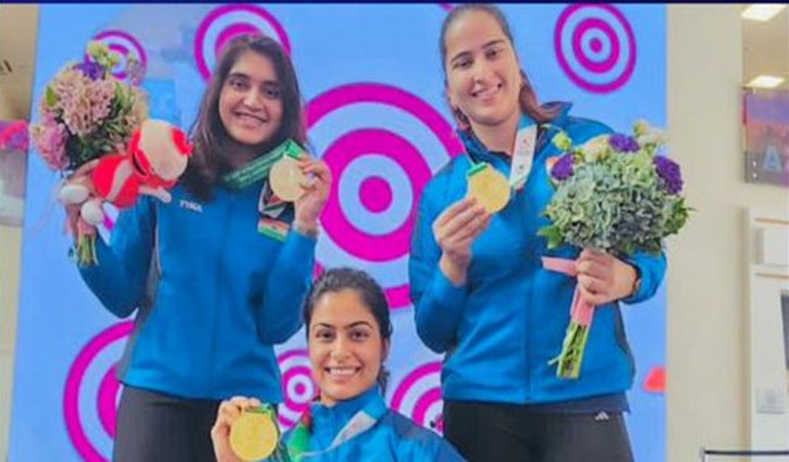 Asian Games: Manu Bhaker, S Isha Singh and Rhythm Sangwan win gold in women's 25m pistol team event