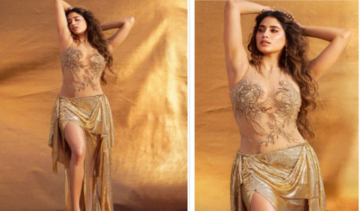 Janhvi Kapoor's transparent golden gown picture sets the internet on fire