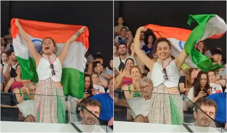 Taapsee Pannu waved the Indian flag at the Paris Olympics