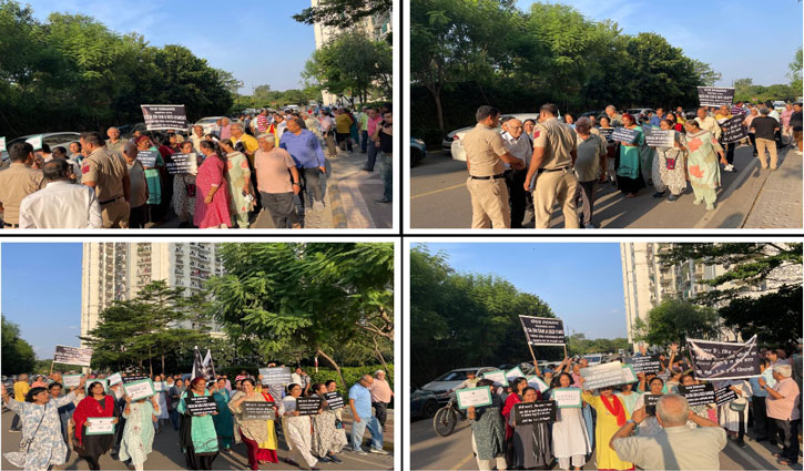 Residents of Capital Green Delhi took to the streets in protest against DLF's arbitrariness