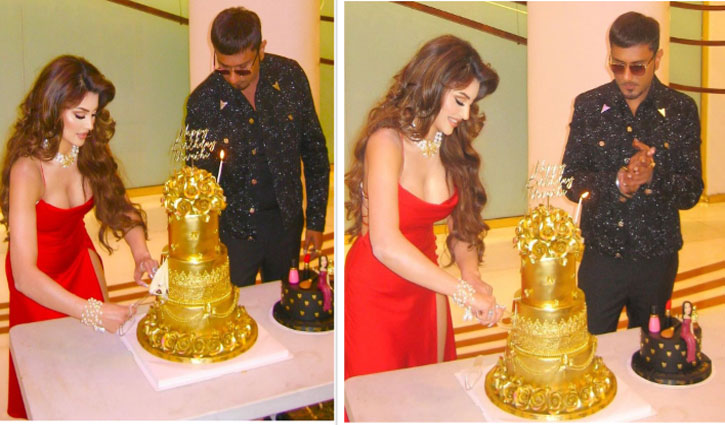 Urvashi Rautela cuts 24 carat gold cake given by Yo Yo Honey Singh on her birthday, picture goes viral