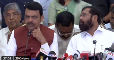 Flanked by Ajit Pawar, Eknath Shinde, Devendra Fadnavis stakes claim to form Maharashtra government